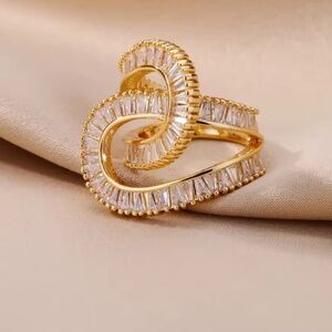 Luxury Gold Infinity Ring with Crystals – Adjustable Sparkling Statement Jewelry